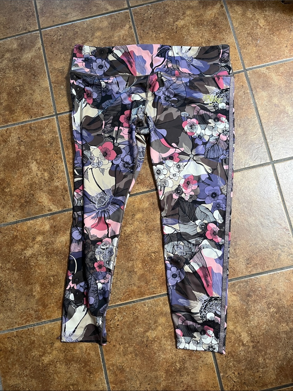 Nike Power Epic Floral Print Running Tight Leggings Womens Size 3XL
